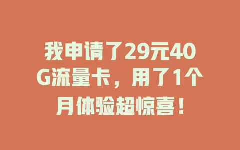 我申请了29元40G流量卡，用了1个月体验超惊喜！