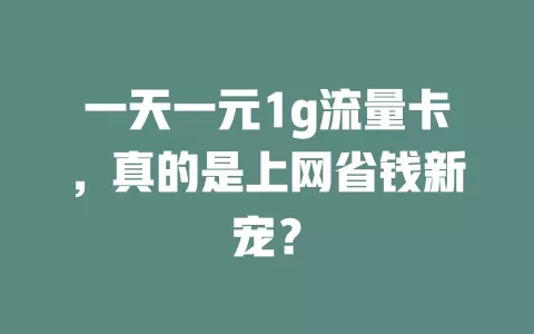 一天一元1g流量卡，真的是上网省钱新宠？