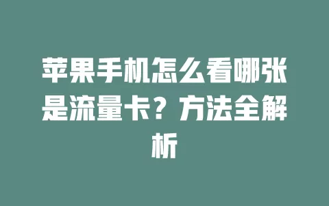 苹果手机怎么看哪张是流量卡？方法全解析