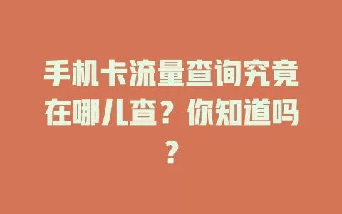 手机卡流量查询究竟在哪儿查？你知道吗？