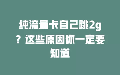 纯流量卡自己跳2g？这些原因你一定要知道