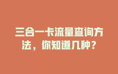 三合一卡流量查询方法，你知道几种？