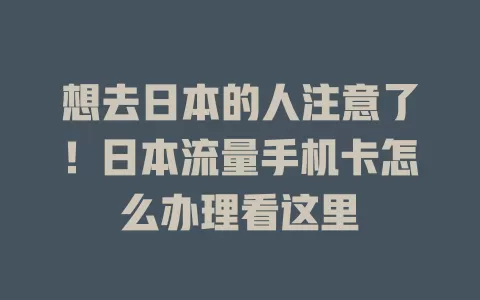 想去日本的人注意了！日本流量手机卡怎么办理看这里