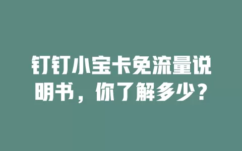钉钉小宝卡免流量说明书，你了解多少？