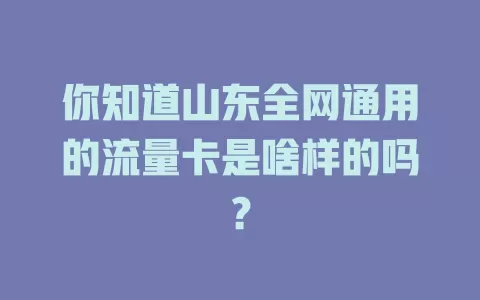 你知道山东全网通用的流量卡是啥样的吗？