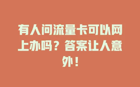 有人问流量卡可以网上办吗？答案让人意外！
