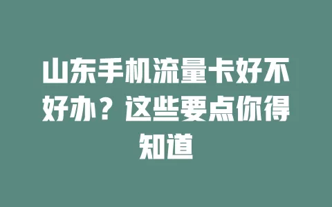 山东手机流量卡好不好办？这些要点你得知道