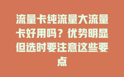 流量卡纯流量大流量卡好用吗？优势明显但选时要注意这些要点
