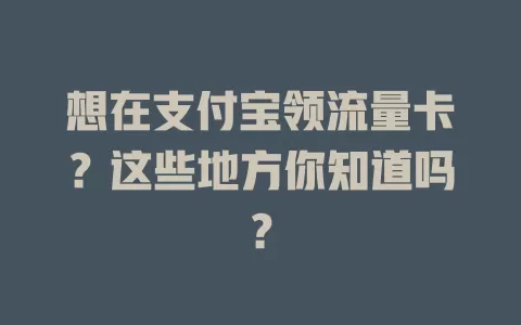 想在支付宝领流量卡？这些地方你知道吗？