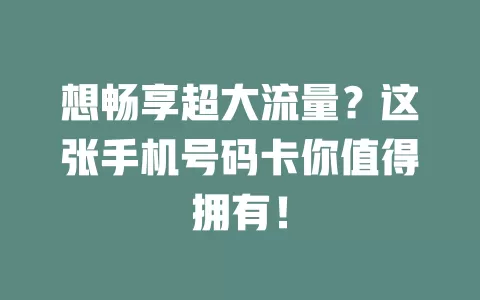 想畅享超大流量？这张手机号码卡你值得拥有！