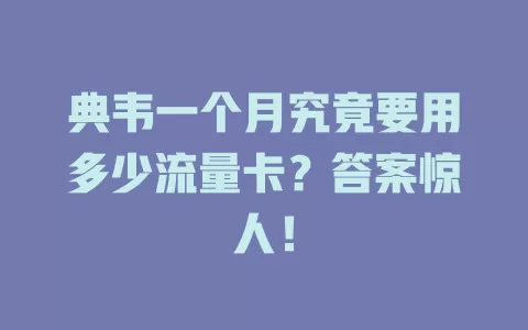 典韦一个月究竟要用多少流量卡？答案惊人！