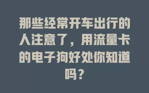 那些经常开车出行的人注意了，用流量卡的电子狗好处你知道吗？