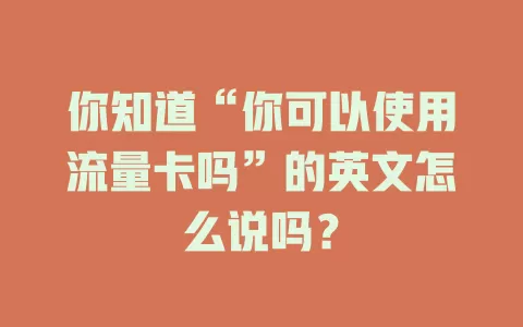 你知道“你可以使用流量卡吗”的英文怎么说吗？