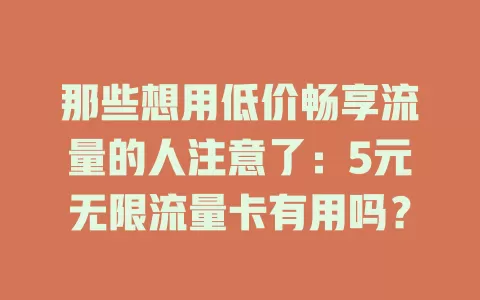 那些想用低价畅享流量的人注意了：5元无限流量卡有用吗？