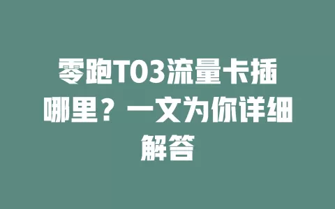 零跑T03流量卡插哪里？一文为你详细解答
