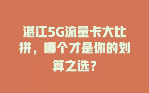 湛江5G流量卡大比拼，哪个才是你的划算之选？