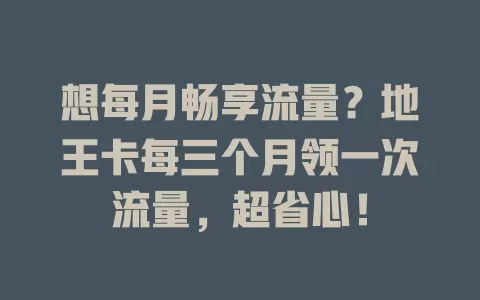 想每月畅享流量？地王卡每三个月领一次流量，超省心！