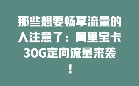 那些想要畅享流量的人注意了：阿里宝卡30G定向流量来袭！