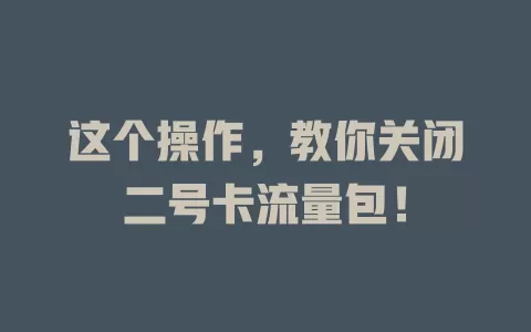 这个操作，教你关闭二号卡流量包！