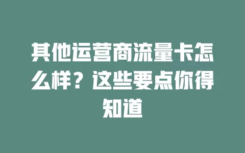 其他运营商流量卡怎么样？这些要点你得知道