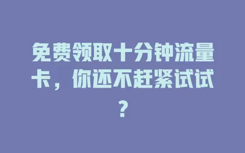 免费领取十分钟流量卡，你还不赶紧试试？