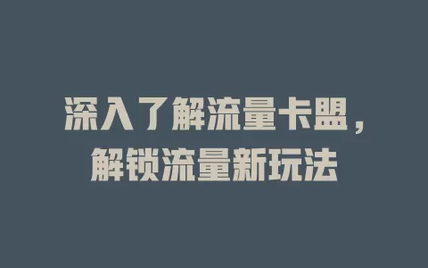 深入了解流量卡盟，解锁流量新玩法