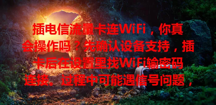 插电信流量卡连WiFi，你真会操作吗？先确认设备支持，插卡后在设置里找WiFi输密码连接。过程中可能遇信号问题，可检查卡、设备，留意环境，掌握技巧让网络生活更美好