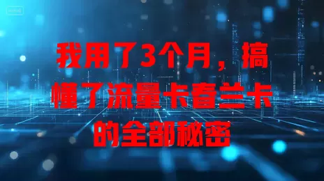 我用了3个月，搞懂了流量卡春兰卡的全部秘密