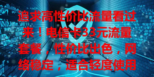 追求高性价比流量看过来！电信卡33元流量套餐，性价比出色，网络稳定，适合轻度使用者，预算有限可选，按需判断，关注它节省费用又享便捷通信