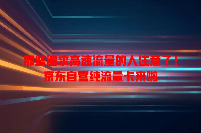 那些追求高速流量的人注意了！京东自营纯流量卡来啦