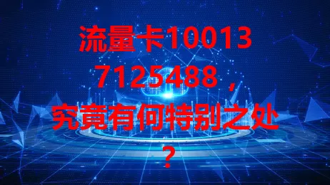 流量卡100137125488，究竟有何特别之处？