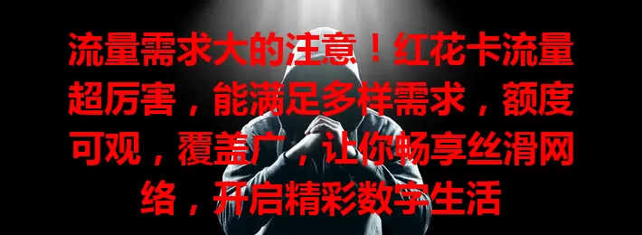 流量需求大的注意！红花卡流量超厉害，能满足多样需求，额度可观，覆盖广，让你畅享丝滑网络，开启精彩数字生活
