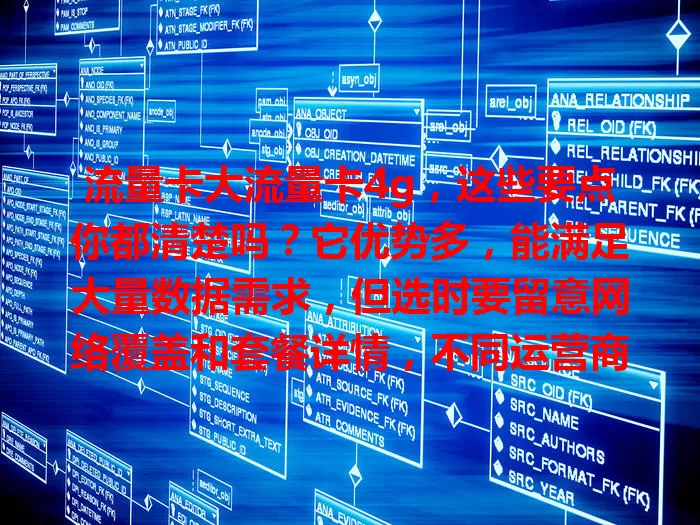 流量卡大流量卡4g，这些要点你都清楚吗？它优势多，能满足大量数据需求，但选时要留意网络覆盖和套餐详情，不同运营商套餐有别，按需挑，才能畅享高速网络，让数字生活更精彩