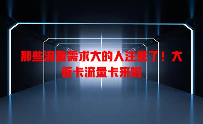 那些流量需求大的人注意了！大管卡流量卡来啦