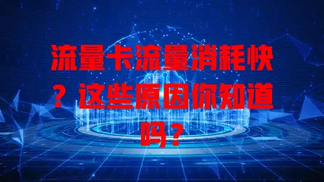 流量卡流量消耗快？这些原因你知道吗？