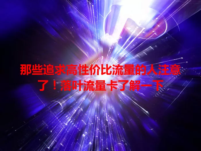 那些追求高性价比流量的人注意了！落叶流量卡了解一下