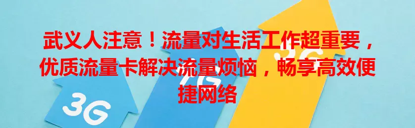武义人注意！流量对生活工作超重要，优质流量卡解决流量烦恼，畅享高效便捷网络