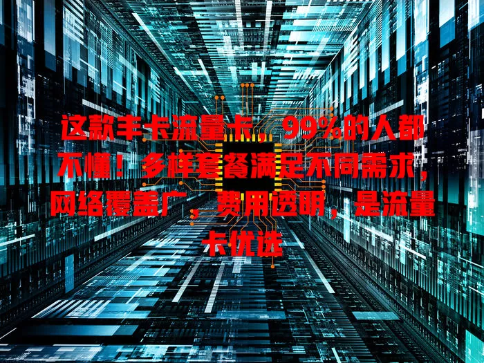 这款丰卡流量卡，99%的人都不懂！多样套餐满足不同需求，网络覆盖广，费用透明，是流量卡优选