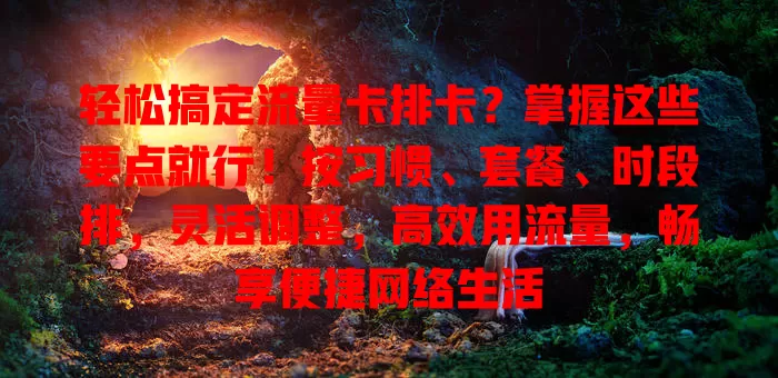 轻松搞定流量卡排卡？掌握这些要点就行！按习惯、套餐、时段排，灵活调整，高效用流量，畅享便捷网络生活