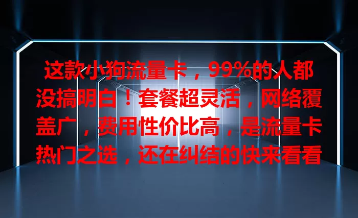 这款小狗流量卡，99%的人都没搞明白！套餐超灵活，网络覆盖广，费用性价比高，是流量卡热门之选，还在纠结的快来看看！