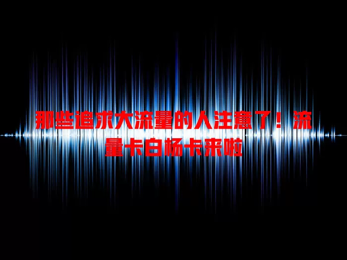那些追求大流量的人注意了！流量卡白杨卡来啦