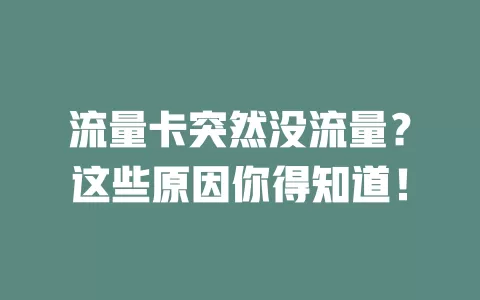 流量卡突然没流量？这些原因你得知道！