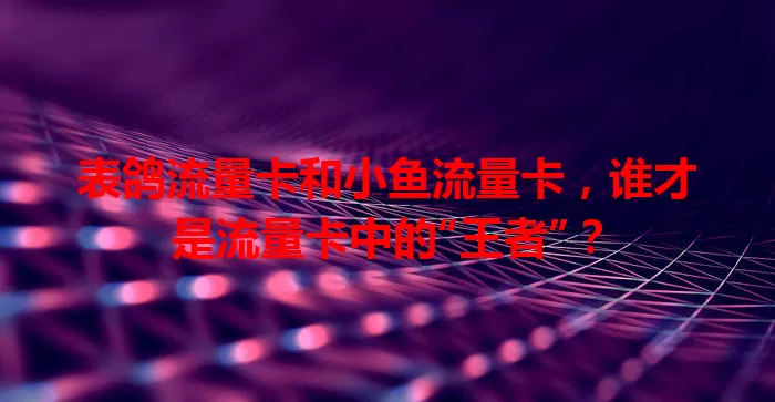 表鸽流量卡和小鱼流量卡，谁才是流量卡中的“王者”？