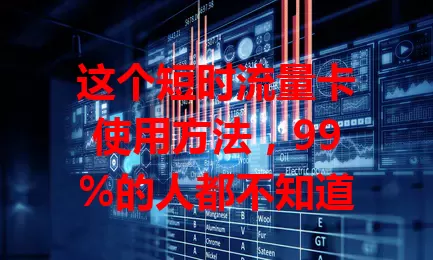这个短时流量卡使用方法，99%的人都不知道