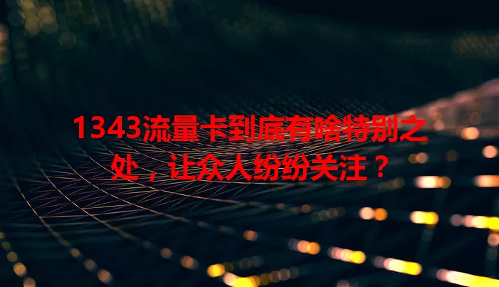 1343流量卡到底有啥特别之处，让众人纷纷关注？