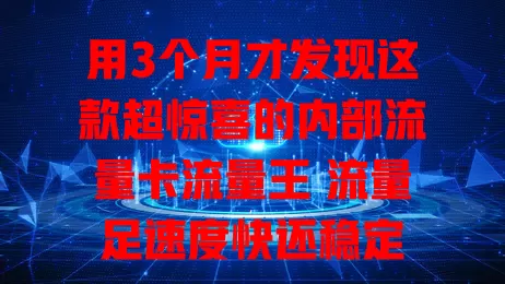 用3个月才发现这款超惊喜的内部流量卡流量王 流量足速度快还稳定