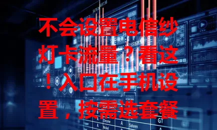 不会设置电信纱灯卡流量？看这！入口在手机设置，按需选套餐，能查流量动态，部分手机还支持智能分流量，轻松畅享便捷
