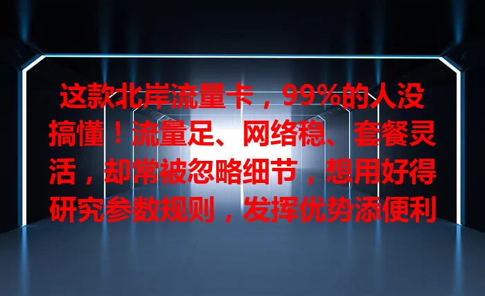 这款北岸流量卡，99%的人没搞懂！流量足、网络稳、套餐灵活，却常被忽略细节，想用好得研究参数规则，发挥优势添便利