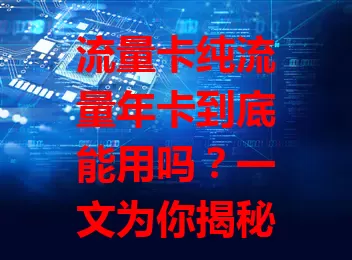 流量卡纯流量年卡到底能用吗？一文为你揭秘