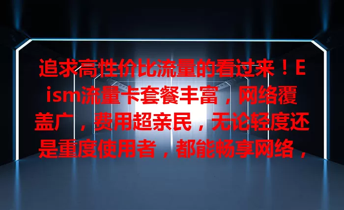 追求高性价比流量的看过来！Eism流量卡套餐丰富，网络覆盖广，费用超亲民，无论轻度还是重度使用者，都能畅享网络，选它开启高性价比流量之旅！